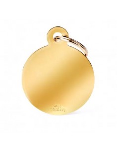 Medaglietta  Basic Cerchio Grande in Ottone Dorato. Medaglietta Per Cani