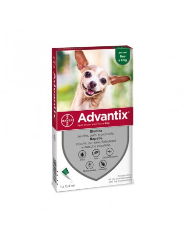 Advantix Spot-on Cani Fino a 4 Kg 1 Pipetta Antiparassitario per Cani