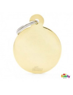 Medaglietta Basic Cerchio Grande Ottone Dorato. Medaglietta Per Cani