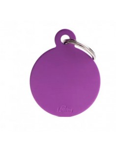 Medaglietta Basic Cerchio Grande Viola  in Alluminio. Medaglietta Per Cani