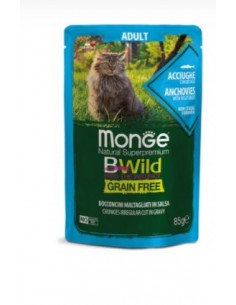Monge Bwild Grain Free Adult Acciughe e Ortaggi Busta gr 85. Alimento Per Gatti