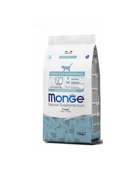 Monge Kitten Monoproteico Trota kg 1,5. Alimento Per Gatti