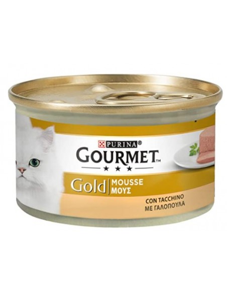 Purina Gourmet Gold Umido Gatto Mousse con Tacchino gr 85. Alimento Per Gatti