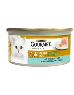 Purina Gourmet Gold Umido Gatto Mousse con Merluzzo e Delicate Carote gr 85. Alimento Per Gatti