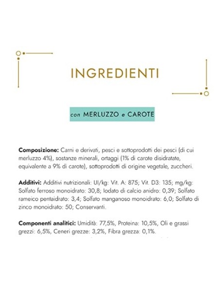 Purina Gourmet Gold Umido Gatto Mousse con Merluzzo e Delicate Carote gr 85. Alimento Per Gatti