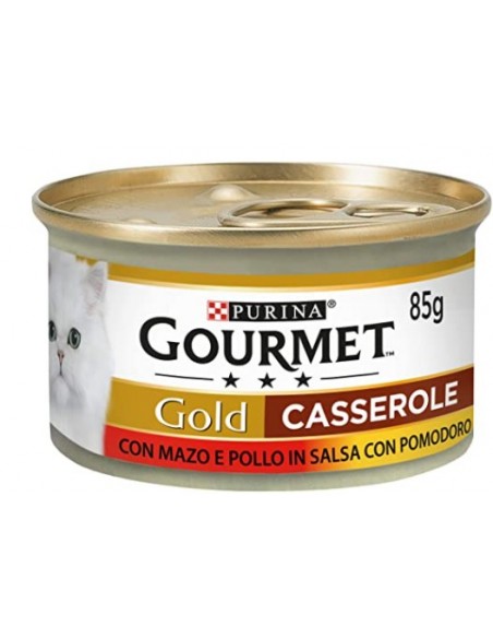 Gourmet Gold Manzo e Pollo In Salsa Di Pomodoro Gr 85. Alimento Per Gatti adulti