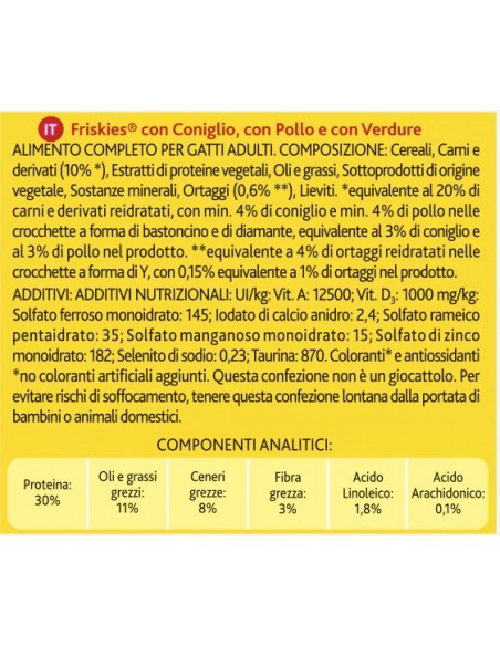 Friskies Coniglio Pollo e Verdure kg 4. Alimento Secco Per Gatti