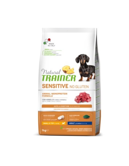 Trainer Dog Sensitive Mini Agnello e Riso No Gluten kg 7. Mangime Per Cani