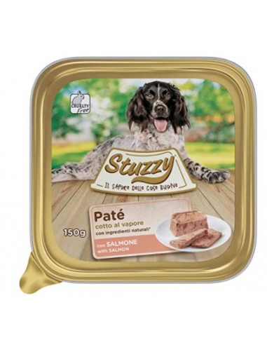 Mister Stuzzy, Cibo Umido per Cani Adulti al Gusto Salmone, Paté e Carni in Pezzi.