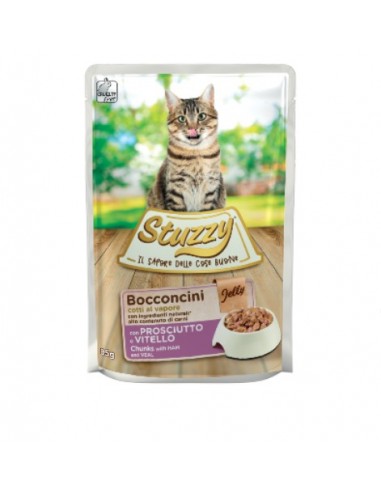 Stuzzy Cat Bocconi Con Prosciutto e Vitello  gr 85. Cibo Umido Per Gatti