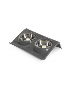 Vassoio in Plastica con 2 Ciotole da 300 ml. Ciotole Per Cani e gatti 2