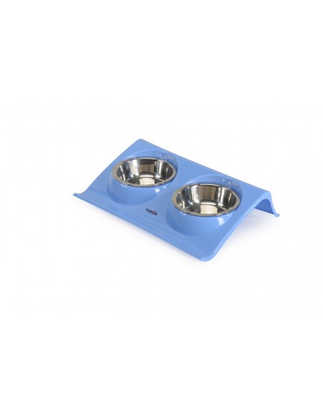 Vassoio in Plastica con 2 Ciotole da 300 ml. Ciotole Per Cani e gatti