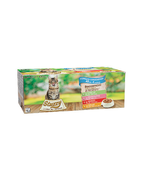 Stuzzy Cat Multipack Pollo Vitello Prosciutto Manzo 48x85 gr. Cibo Umido Per Gatti