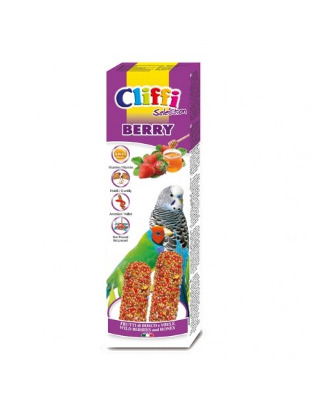 Cliffi Sticks Pappagallini Esotici Berry Frutti di Bosco e Miele gr 60. Mangime per Uccelli