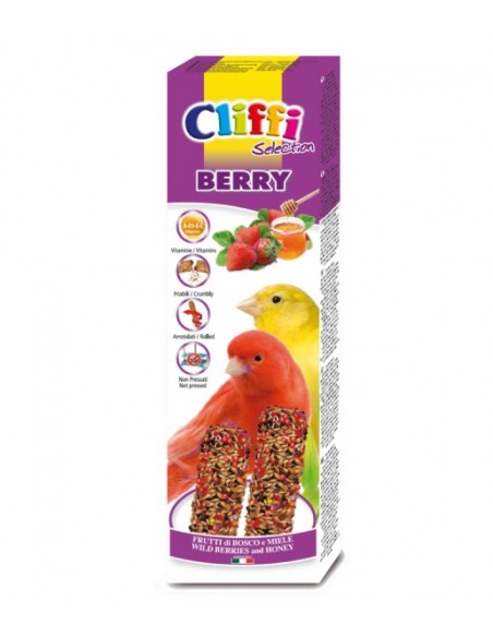 Cliffi Sticks Canarini Berry Frutti di Bosco e Miele gr 60. Mangime Per uccelli