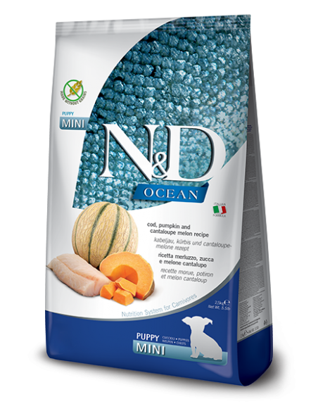 Natural & Delicious Ocean Puppy Mini Merluzzo Zucca e Melone  gr 80. Alimento Per Cuccioli