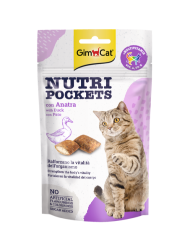 GimCat Nutri Pockets Anatra gr 60. Snack Per Gatti