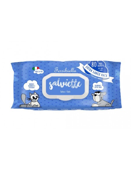 Salviette Talco 80 pezzi . Igiene Per Cani e Gatti