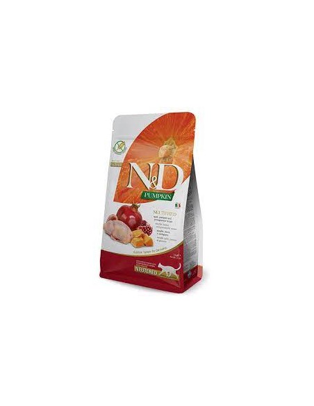 Natural & Delicious Gatto Grain Free Zucca Quaglia e Melograno Neutered kg 1,5.Cibo Secco Per Gatti