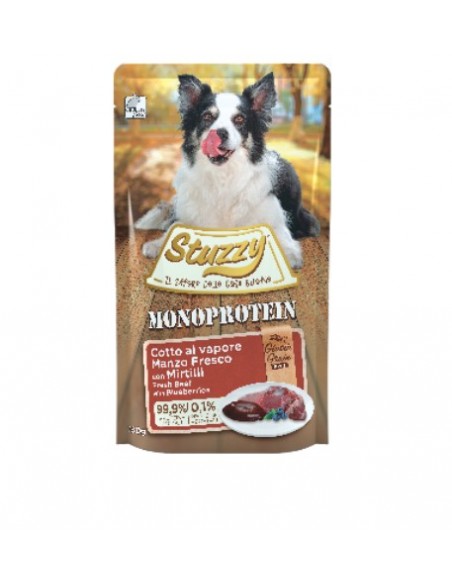 Stuzzy Dog Grain Free Monoproteico Manzo Fresco Con Mirtilli gr  150. Cibo Umido Per Cani