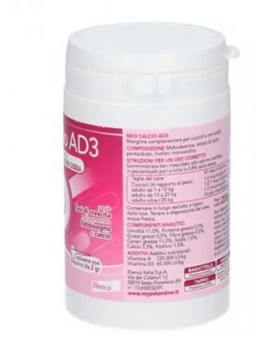 Neo Calcio AD3 Polvere . gr 200 .Elanco. Integratori Per Cani