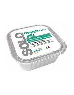 Solo Coniglio Gr.100 Drn Cibo per Cani è un alimento dietetico monoproteico complementare per cani e gatti per la riduzione dell