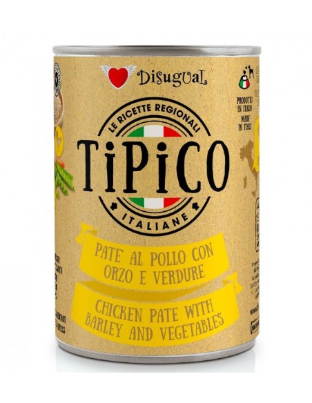 Tipico Patè Pollo Orzo e Verdure gr 400. Cibo Umido Per Cani