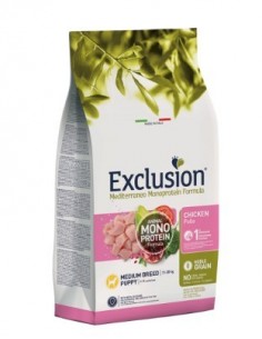 Exclusion Mono Grain Puppy Pollo Medium kg 12. Crocchette Per Cani- Puppy
