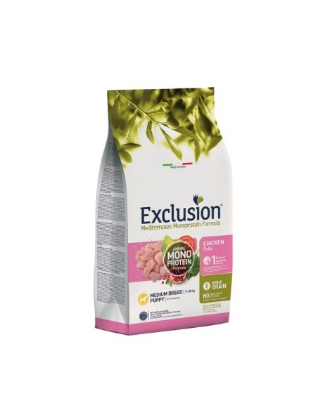 Exclusion Mono Grain Puppy Pollo Medium kg 12. Crocchette Per Cani- Puppy