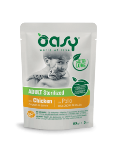 Oasy Wet Cat Bocconi Sterilizzato Pollo Gr 85. Cibo Umido Per Gatti