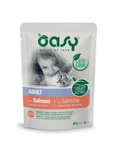 Oasy Wet Cat Bocconcini Salmone  Busta gr 85. Cibo Umido Per Gatti