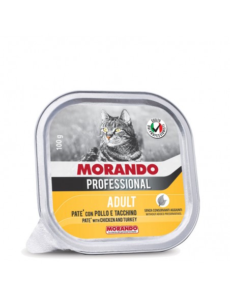 Morando Professional Vaschetta Pate' con Pollo e Tacchino Gr.100. Cibo Umido Per Gatti.