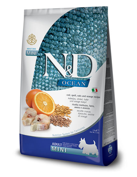 N&D Ocean Ance Merluzzo Farro Avena e Arancia Mini kg 2,5