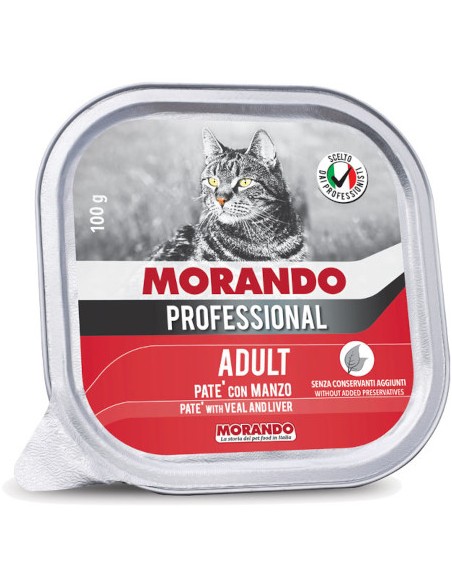 Morando Professional Vaschetta Pate' con Manzo Gr.100. Cibo Umido Per Gatti