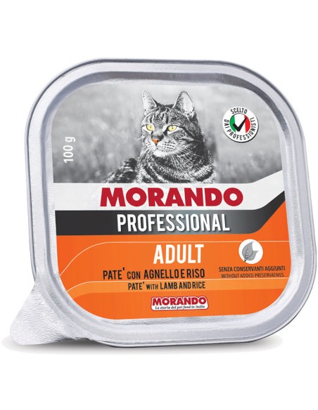 Morando Professional Vaschetta Pate' con Agnello e riso  Gr.100. Cibo Umido Per Gatti.