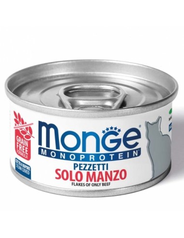 Monge Monoproteico Pezzettini solo Manzo gr.80. Cibo Umido Per Gatti
