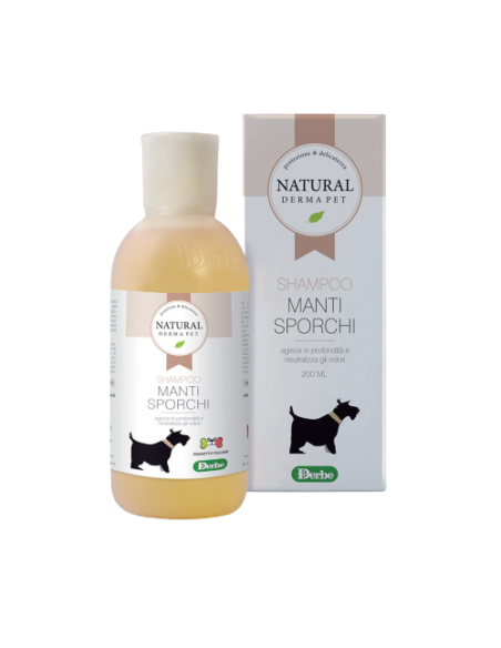 Natural Derma Pet Shampoo per Manti Sporchi ml 200.Derbe Igiene per cani