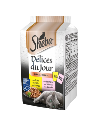 Sheba Delices Du Juor Pollo Con Salmone in Salsa 6X50 gr. Cibo Umido per gatti