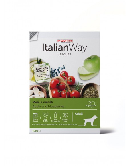 Italian Way dog Biscotti mela e mirtillo gr.400. Snack per cani..