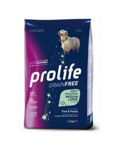 Prolife Grainfree Adult Sensitive Medium Large Pesce E Patate kg 10. Cibo Secco per cani
