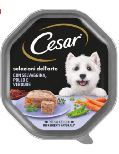 Cesar Selezione Dell'Orto Selvaggina Pollo e Verdure .gr150 Cibo Umido Per Cani