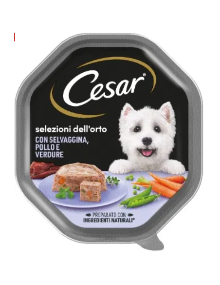 Cesar Selezione Dell'Orto Selvaggina Pollo e Verdure .gr150 Cibo Umido Per Cani