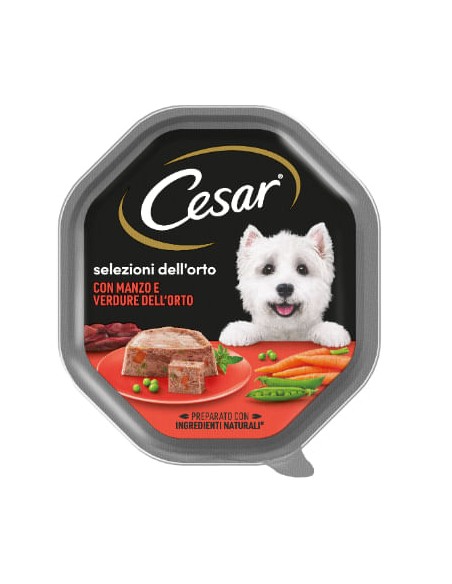 Cesare Selezione Dell'Orto Manzo Con Verdure Dell'Orto gr. 150 Cibo Umido Per Cani