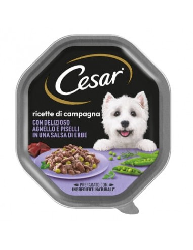 Cesar Ricette Campagna  Del. Agnello e Piselli in salsa erbe gr 150. Cibo umido Per Cani