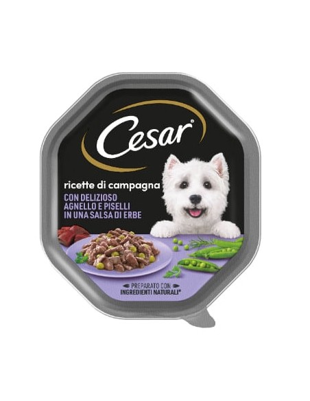 Cesar Ricette Campagna  Del. Agnello e Piselli in salsa erbe gr 150. Cibo umido Per Cani