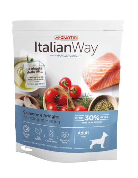 Italian Way Mini Hypoallergenic Salmone e Aringhe kg.1,5. Cibo Secco Per Cani