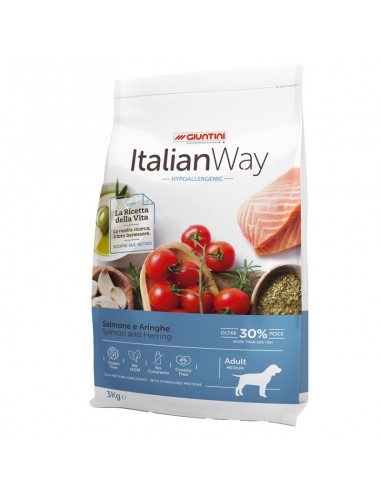 Italian Way hypoallergenic adult medium Salmone e Aringhe kg.3. Cibo Secco Per Cani