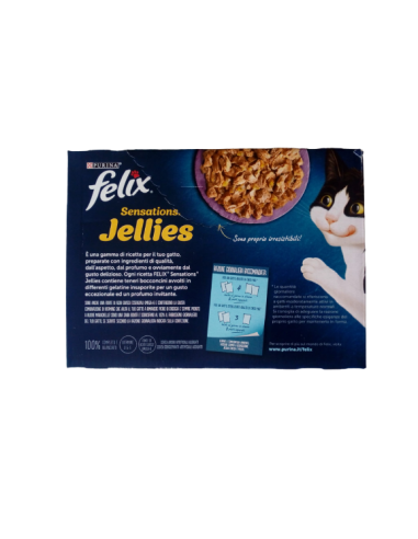 Felix Multipack Sensations Jellies selezioni saporite in Gel. 12x 85gr.Cibo Umido Per Gatti