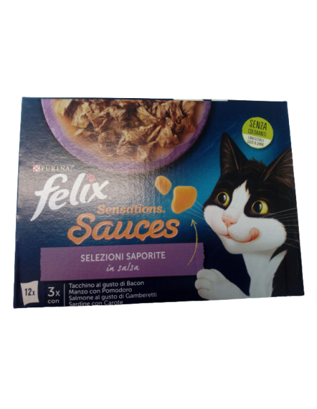 Felix Multipack Sensations Sauces Selezioni saporite in Salsa 12x 85gr. Cibo Umido Per Gatti