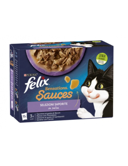 Felix Multipack Sensations Sauces Selezioni saporite in Salsa 12x 85gr. Cibo Umido Per Gatti